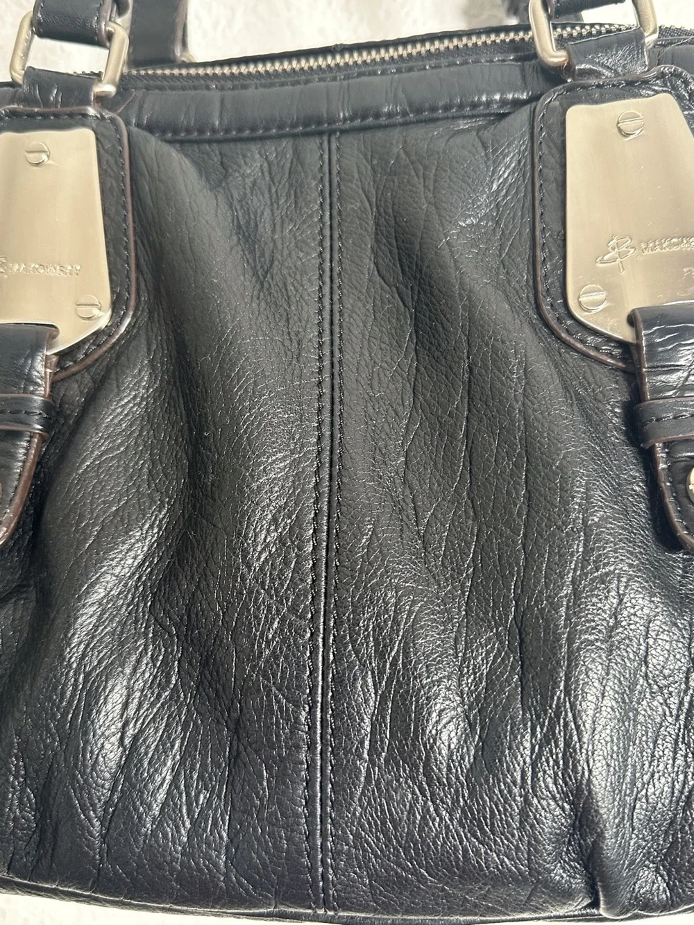 B Makowsky Black Leather Hobo Satchel Handbag - Picture 5 of 16